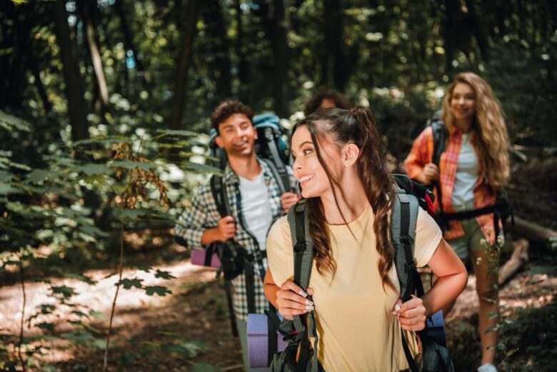 A group trekking through Khao Sok rainforest on a guided group trip itinerary